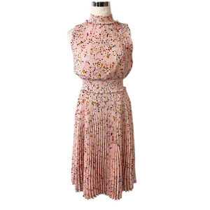 Nanette Lepore Dress 1 2 Accordion Pleats Smocked Waist Pink Luxury Easter